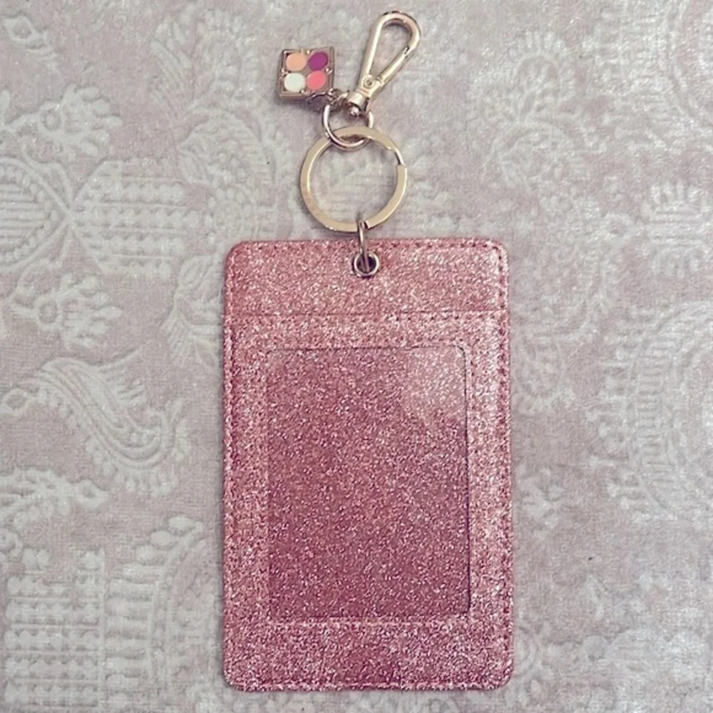 Brand New Set of Velvet Beaded Monogram M Zippered Pouch & Glitter Card Key Case
